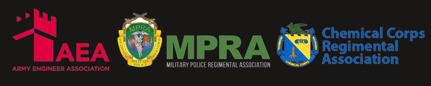 A banner image of the Army Engineer Association, MPRA and the Chemical Corps Regimental Associations.